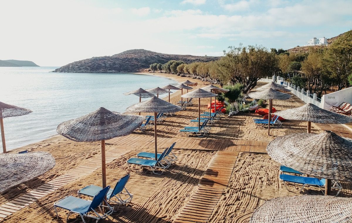Bungalows on Livadakia Beach in Serifos Aegean island